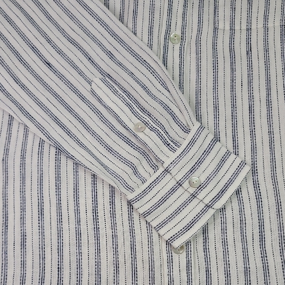 Faherty Blue and White Striped Button Down Shirt - Picture 8 of 10